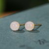 Aretes de Estudio de Jade Blanco Tibetano en Plata 925 925 Silver Tibetan White Jade Blessing Stud Earrings