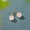 Aretes de Estudio de Jade Blanco Tibetano en Plata 925 925 Silver Tibetan White Jade Blessing Stud Earrings