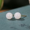 Aretes de Estudio de Jade Blanco Tibetano en Plata 925 925 Silver Tibetan White Jade Blessing Stud Earrings