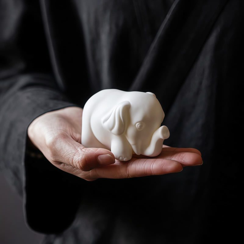 Elefante Blanco de Porcelana para Decoración del Hogar White Porcelain Elephant Home Decor