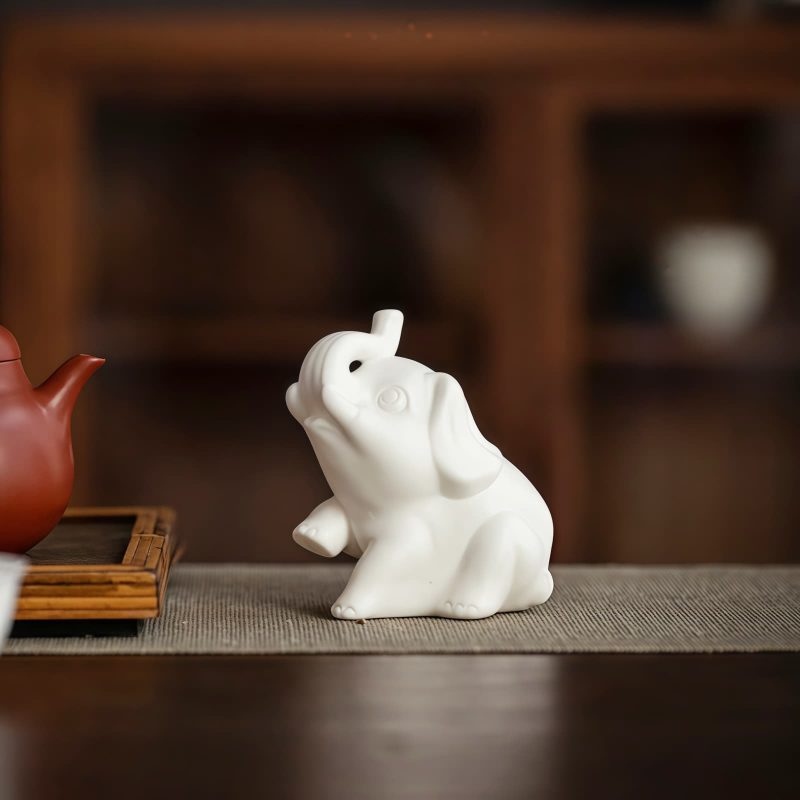 Elefante Blanco de Porcelana para Decoración del Hogar White Porcelain Elephant Home Decor