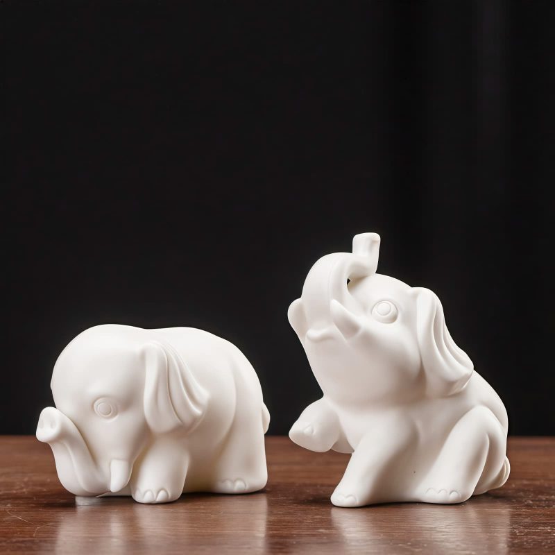Elefante Blanco de Porcelana para Decoración del Hogar White Porcelain Elephant Home Decor