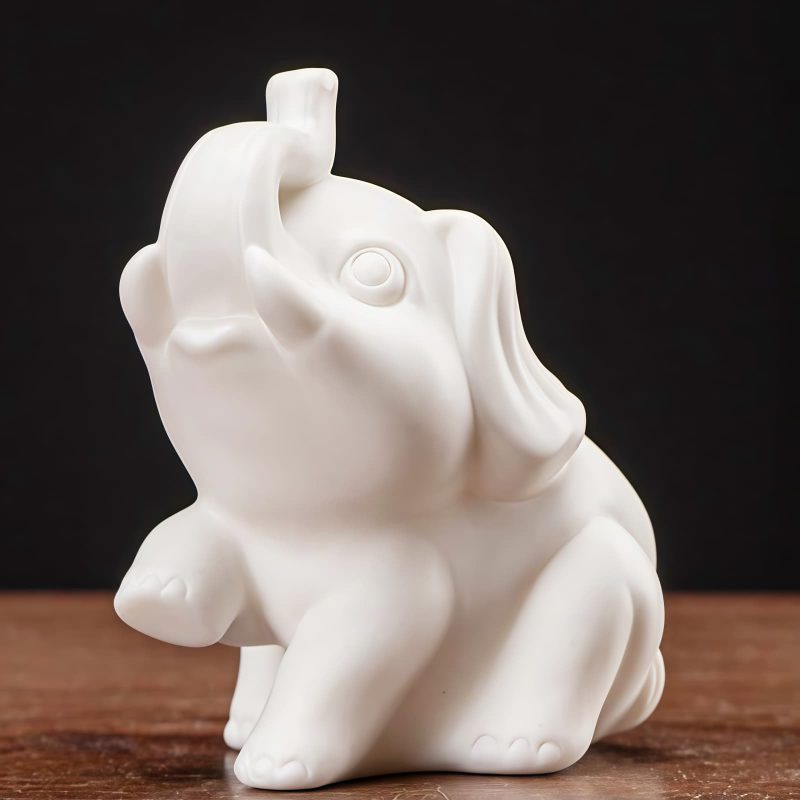 Elefante Blanco de Porcelana para Decoración del Hogar White Porcelain Elephant Home Decor