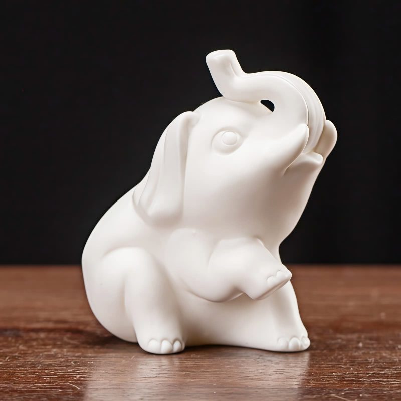 Elefante Blanco de Porcelana para Decoración del Hogar White Porcelain Elephant Home Decor
