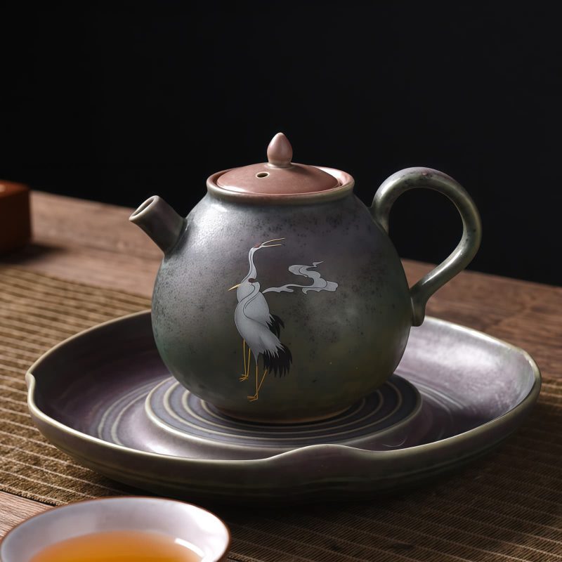 Tetera de Cerámica China Kung Fu - Diseño de Grulla Blanca Chinese Ceramic Kung Fu Teapot - White Crane Design