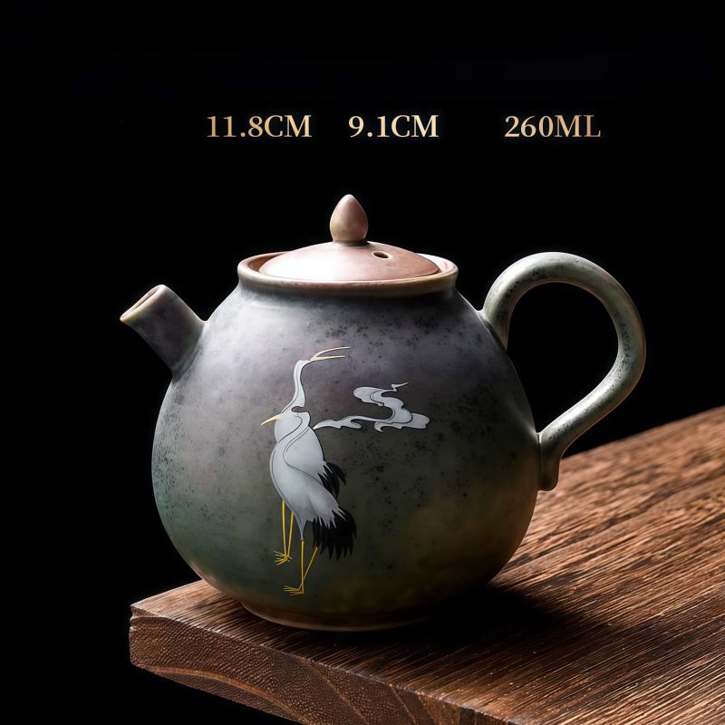 Tetera de Cerámica China Kung Fu - Diseño de Grulla Blanca Chinese Ceramic Kung Fu Teapot - White Crane Design