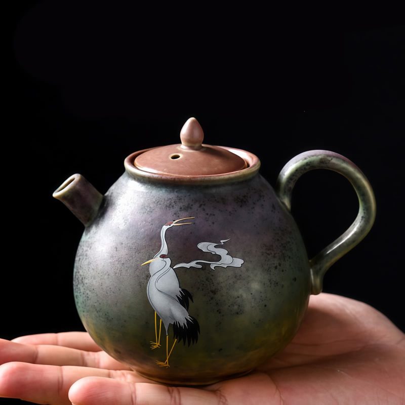 Tetera de Cerámica China Kung Fu - Diseño de Grulla Blanca Chinese Ceramic Kung Fu Teapot - White Crane Design