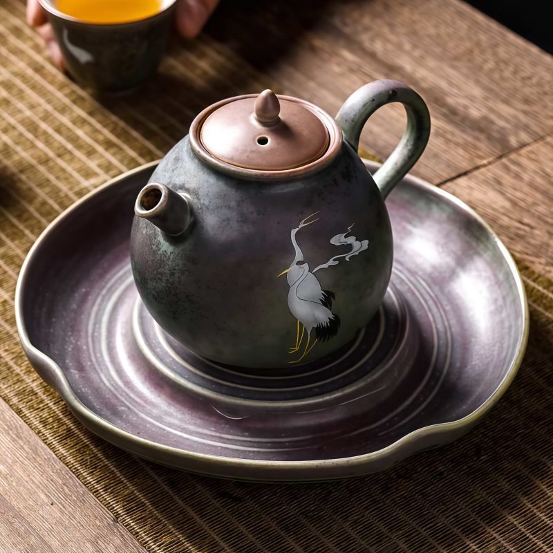 Tetera de Cerámica China Kung Fu - Diseño de Grulla Blanca Chinese Ceramic Kung Fu Teapot - White Crane Design