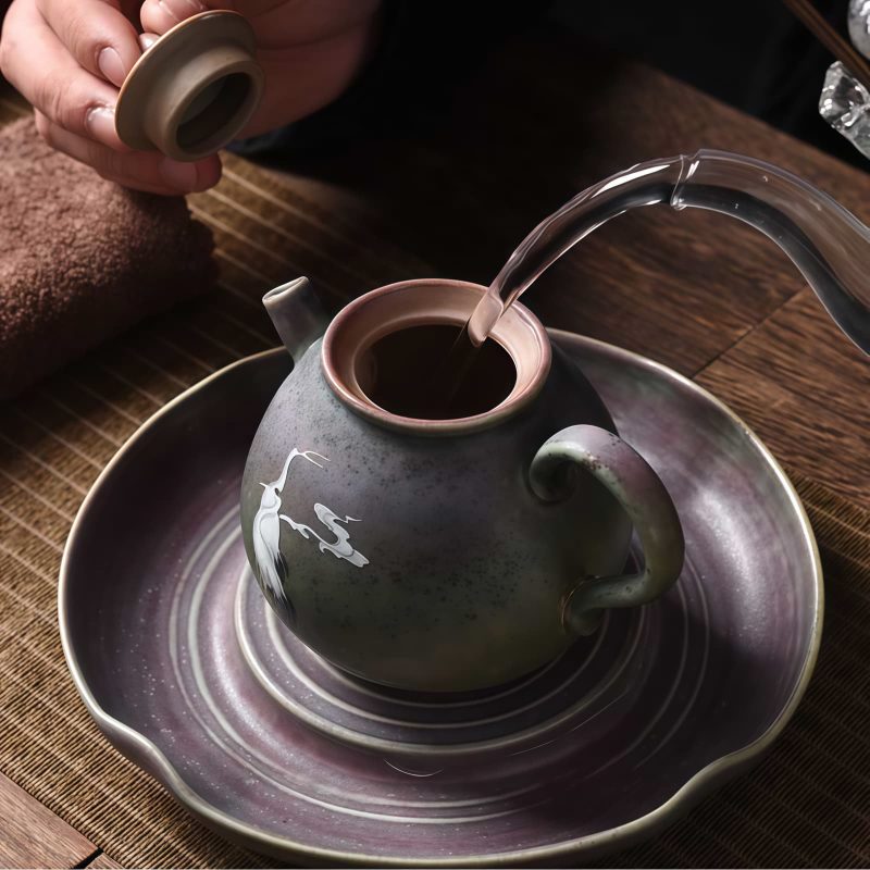 Tetera de Cerámica China Kung Fu - Diseño de Grulla Blanca Chinese Ceramic Kung Fu Teapot - White Crane Design