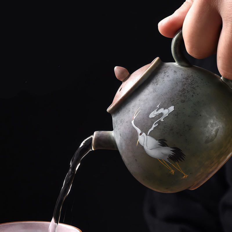 Tetera de Cerámica China Kung Fu - Diseño de Grulla Blanca Chinese Ceramic Kung Fu Teapot - White Crane Design