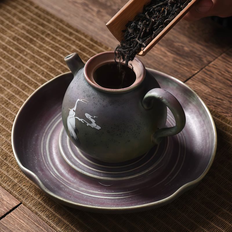 Tetera de Cerámica China Kung Fu - Diseño de Grulla Blanca Chinese Ceramic Kung Fu Teapot - White Crane Design