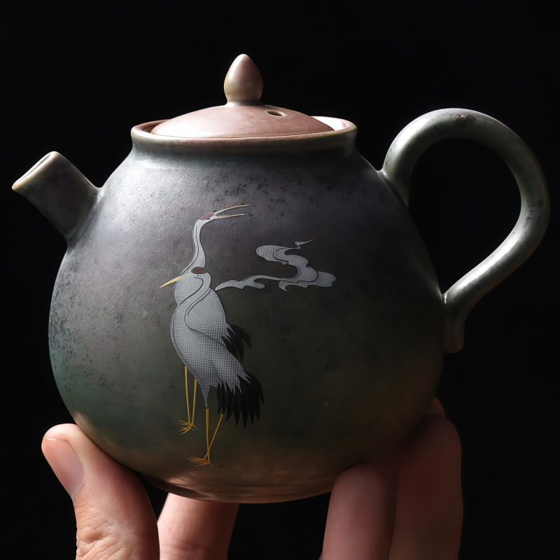 Tetera de Cerámica China Kung Fu - Diseño de Grulla Blanca Chinese Ceramic Kung Fu Teapot - White Crane Design