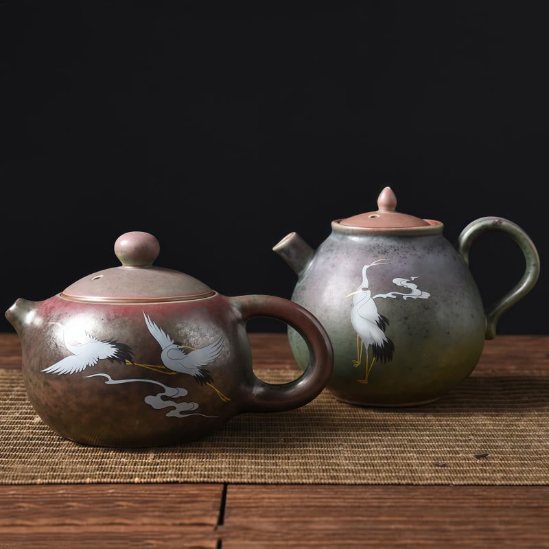 Tetera de Cerámica China Kung Fu - Diseño de Grulla Blanca Chinese Ceramic Kung Fu Teapot - White Crane Design