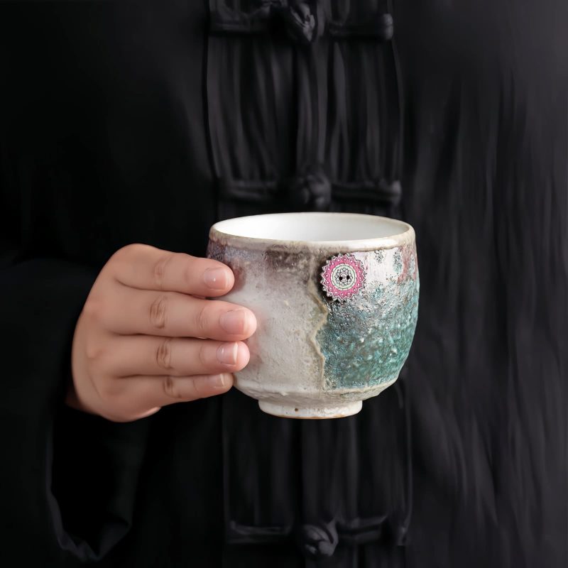 Caneca de Cerâmica Artesanal com Girassol Handmade Sunflower Ceramic Coffee Mug