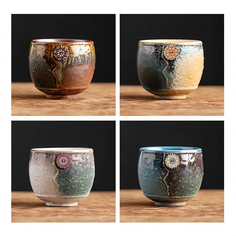 Caneca de Cerâmica Artesanal com Girassol Handmade Sunflower Ceramic Coffee Mug