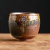 Caneca de Cerâmica Artesanal com Girassol Handmade Sunflower Ceramic Coffee Mug