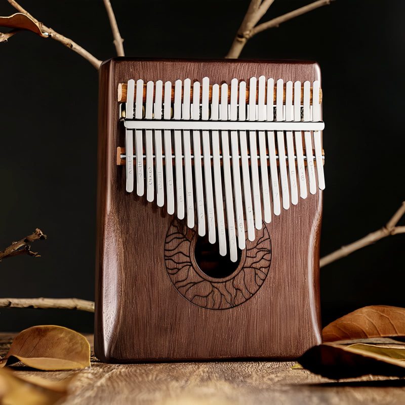 Kalimba de Polegar com Design de Lótus em Mogno Mahogany Lotus Kalimba Thumb Piano
