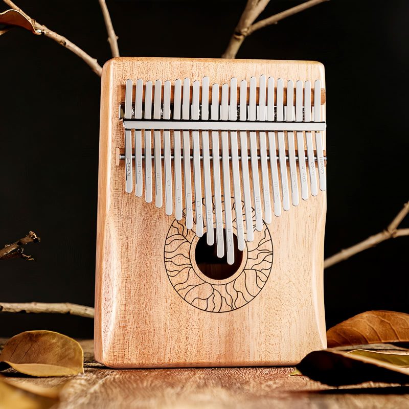 Kalimba de Polegar com Design de Lótus em Mogno Mahogany Lotus Kalimba Thumb Piano