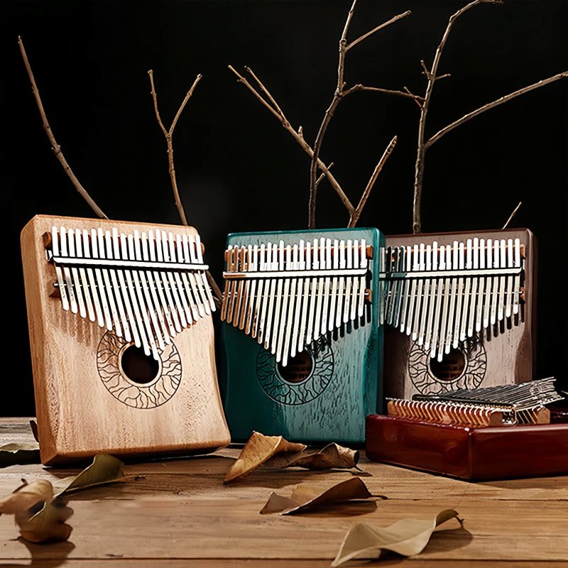 Kalimba de Polegar com Design de Lótus em Mogno Mahogany Lotus Kalimba Thumb Piano