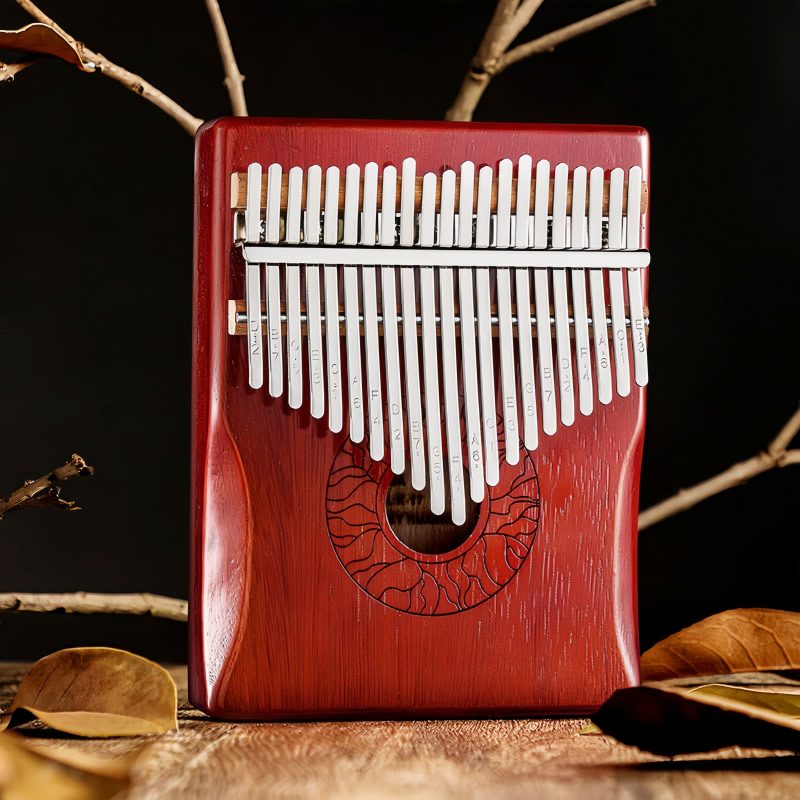 Kalimba de Polegar com Design de Lótus em Mogno Mahogany Lotus Kalimba Thumb Piano