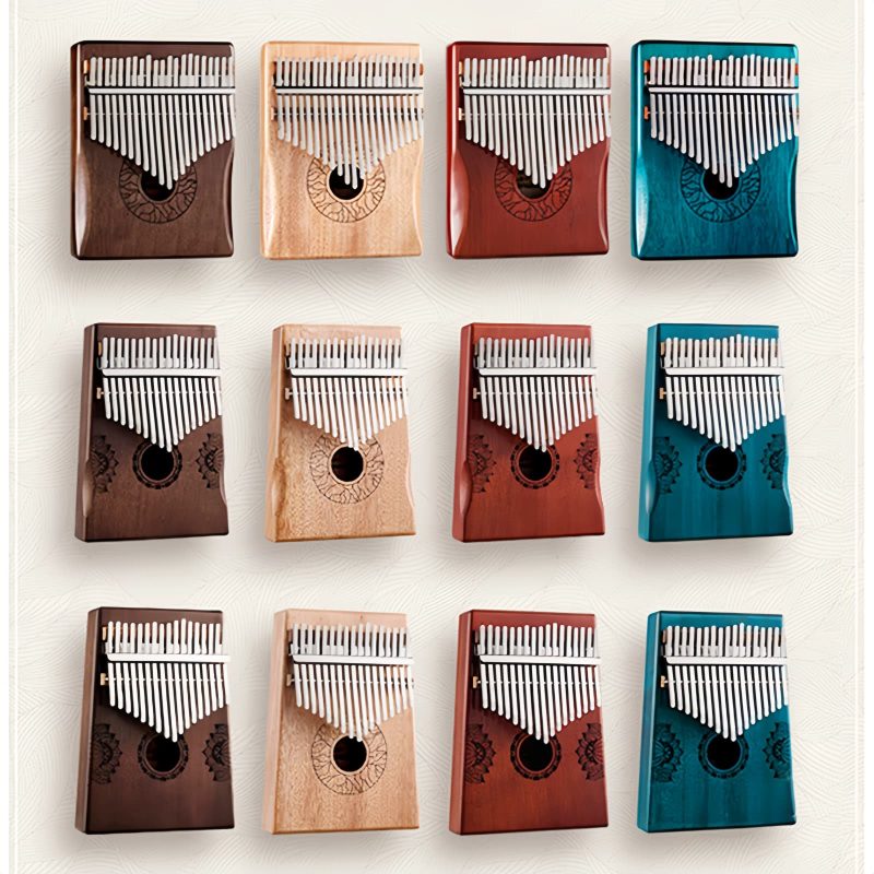 Kalimba de Polegar com Design de Lótus em Mogno Mahogany Lotus Kalimba Thumb Piano