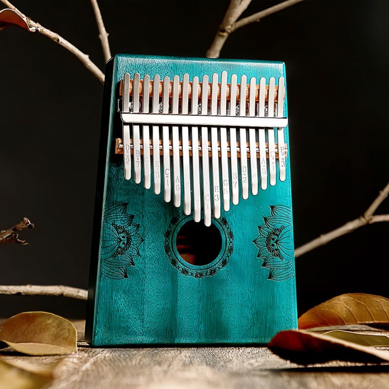 Kalimba de Polegar com Design de Lótus em Mogno Mahogany Lotus Kalimba Thumb Piano