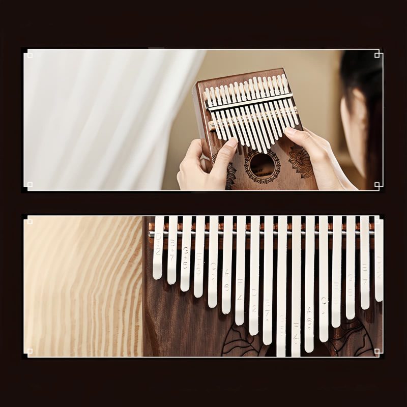 Kalimba de Polegar com Design de Lótus em Mogno Mahogany Lotus Kalimba Thumb Piano
