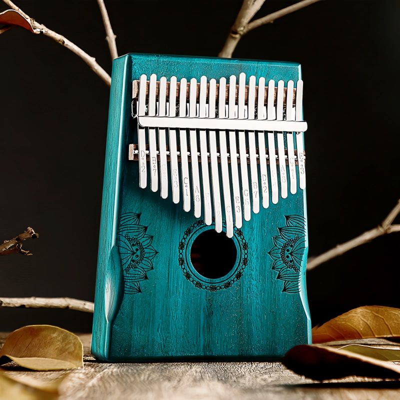 Kalimba de Polegar com Design de Lótus em Mogno Mahogany Lotus Kalimba Thumb Piano