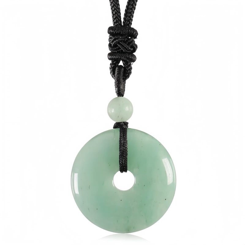 Colar Pingente de Cristal Curativo Moeda da Sorte Lucky Coin Healing Crystal Necklace Pendant