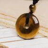 Colar Pingente de Cristal Curativo Moeda da Sorte Lucky Coin Healing Crystal Necklace Pendant