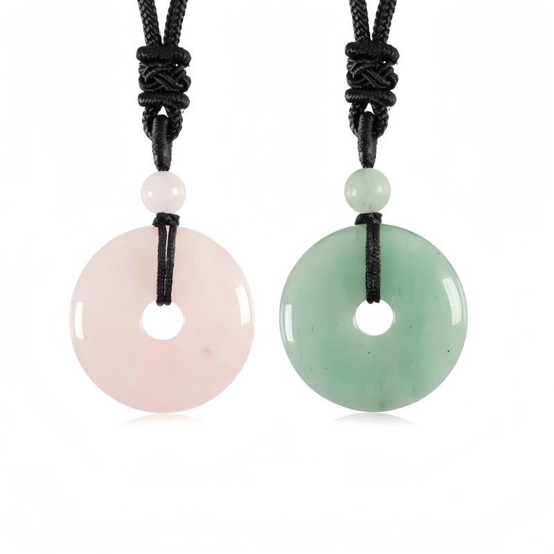 Colar Pingente de Cristal Curativo Moeda da Sorte Lucky Coin Healing Crystal Necklace Pendant