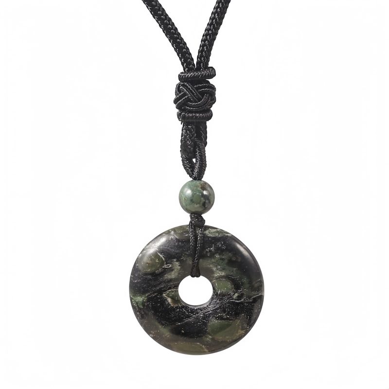 Colar Pingente de Cristal Curativo Moeda da Sorte Lucky Coin Healing Crystal Necklace Pendant