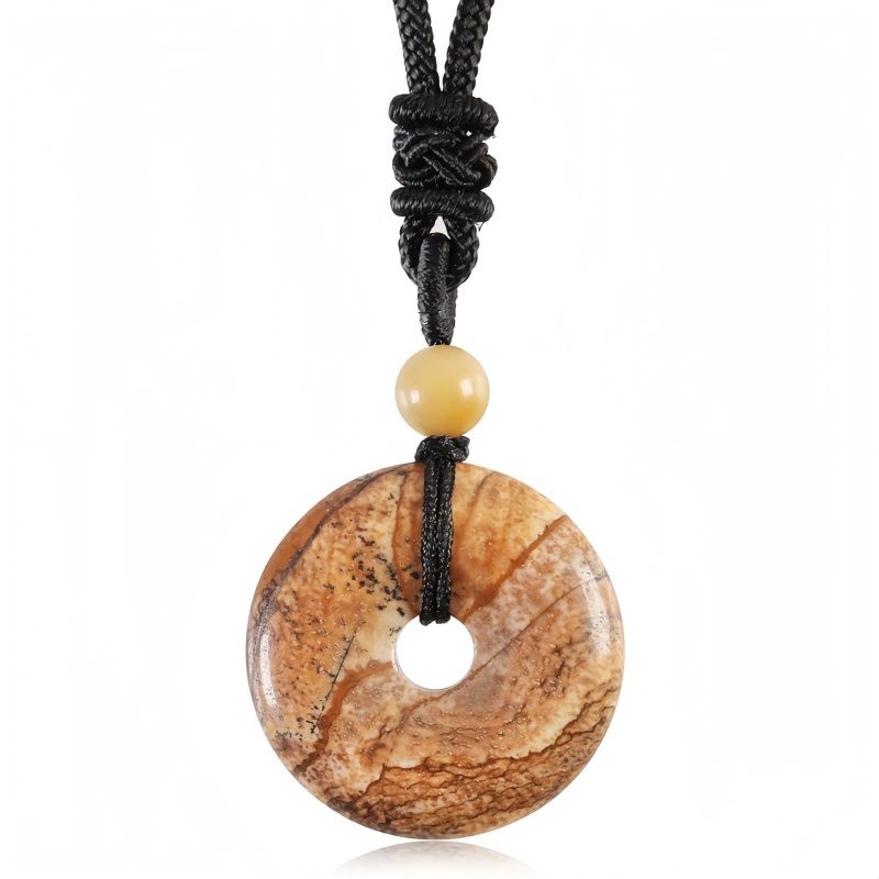 Colar Pingente de Cristal Curativo Moeda da Sorte Lucky Coin Healing Crystal Necklace Pendant