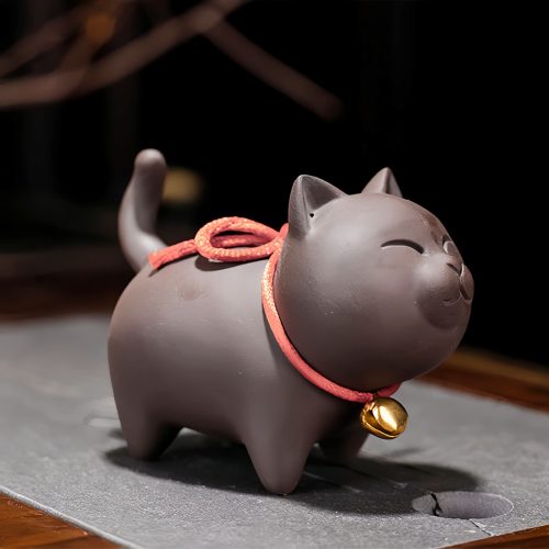 Figura de Gato de Arcilla Morada para Decoración de Escritorio Figura de Gato de Arcilla Morada para Decoración de Escritorio
