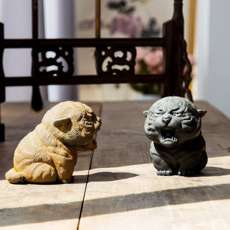 Miniatura de Tigre Rugiente de Hierro Oxidado Rust Iron Mini Roaring Tiger Statue