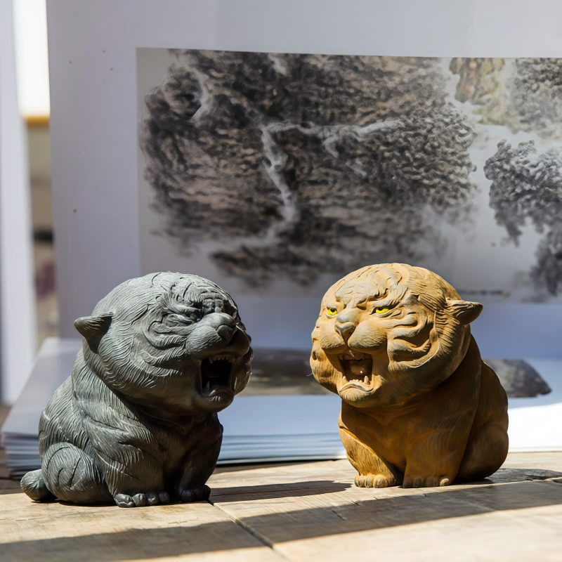 Miniatura de Tigre Rugiente de Hierro Oxidado Rust Iron Mini Roaring Tiger Statue