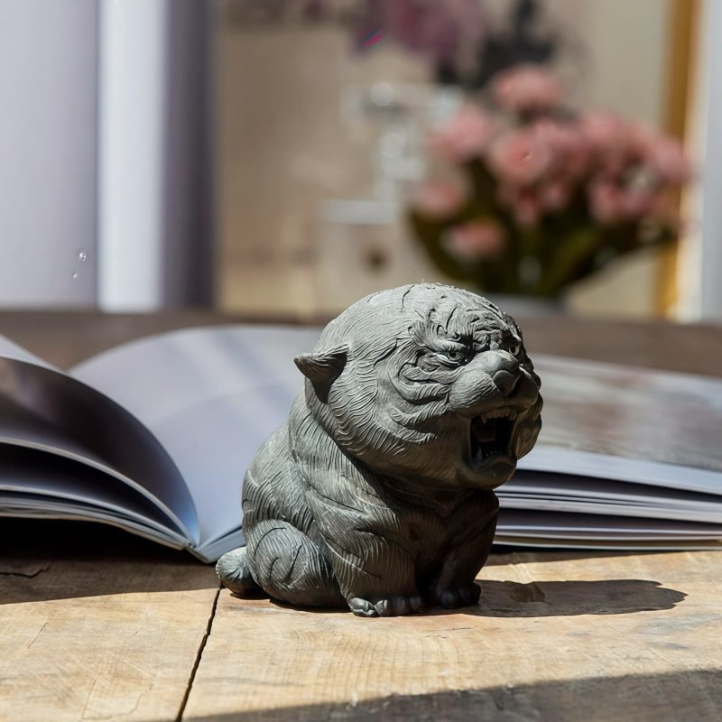 Miniatura de Tigre Rugiente de Hierro Oxidado Rust Iron Mini Roaring Tiger Statue