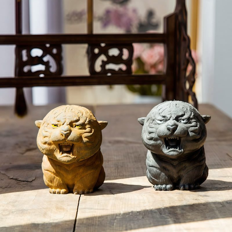Miniatura de Tigre Rugiente de Hierro Oxidado Rust Iron Mini Roaring Tiger Statue