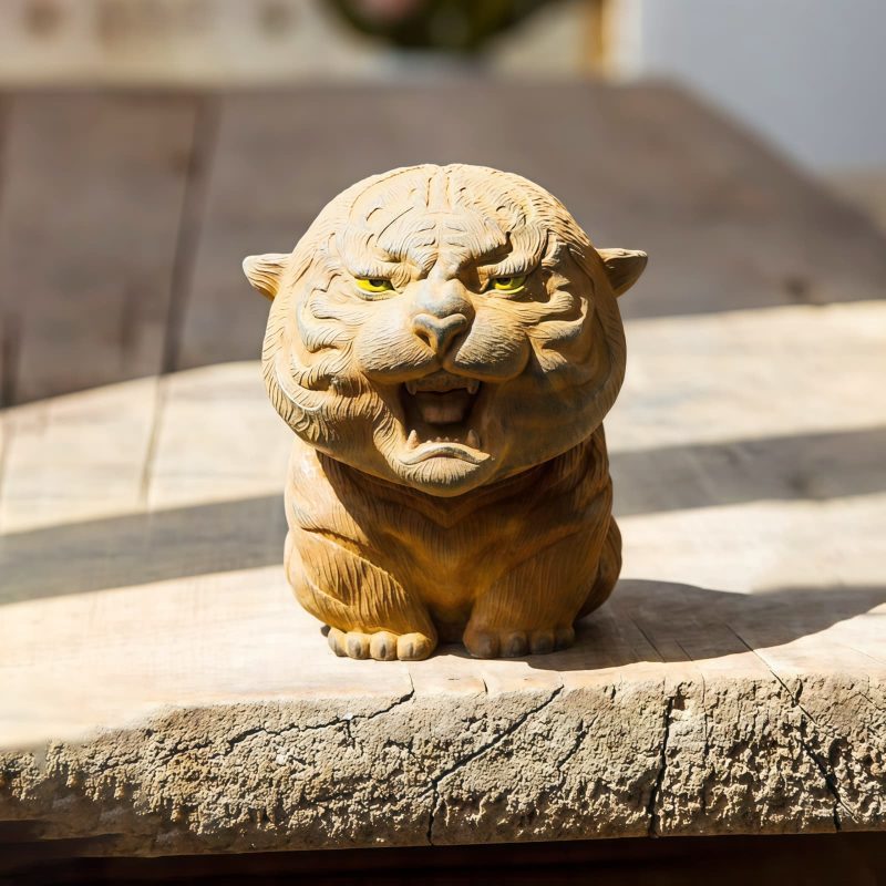 Miniatura de Tigre Rugiente de Hierro Oxidado Rust Iron Mini Roaring Tiger Statue