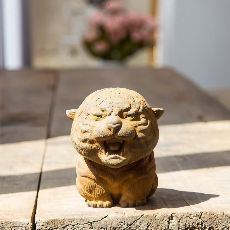 Miniatura de Tigre Rugiente de Hierro Oxidado Rust Iron Mini Roaring Tiger Statue