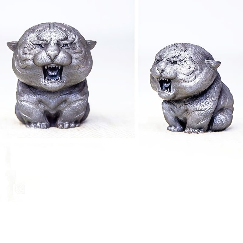 Miniatura de Tigre Rugiente de Hierro Oxidado Rust Iron Mini Roaring Tiger Statue