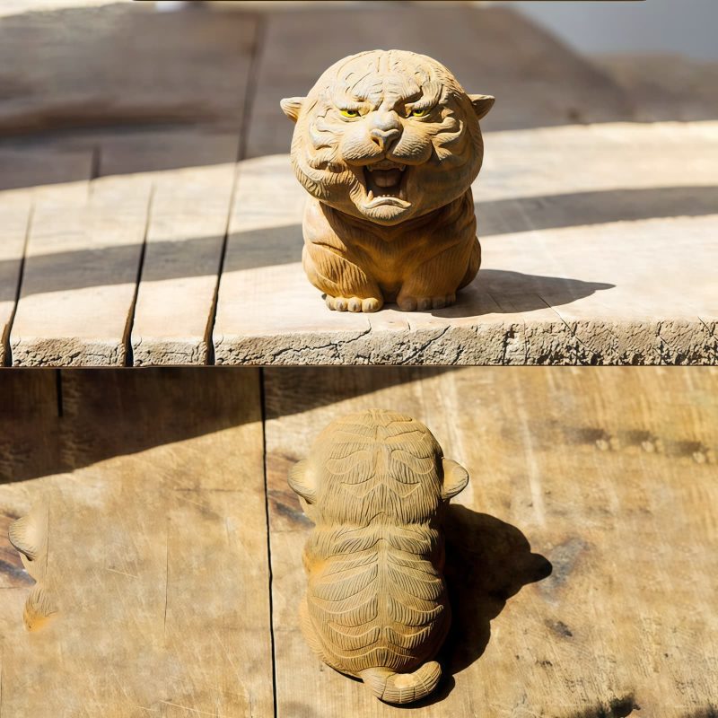 Miniatura de Tigre Rugiente de Hierro Oxidado Rust Iron Mini Roaring Tiger Statue