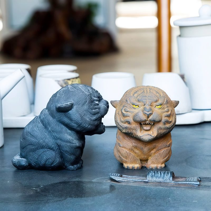 Miniatura de Tigre Rugiente de Hierro Oxidado Rust Iron Mini Roaring Tiger Statue
