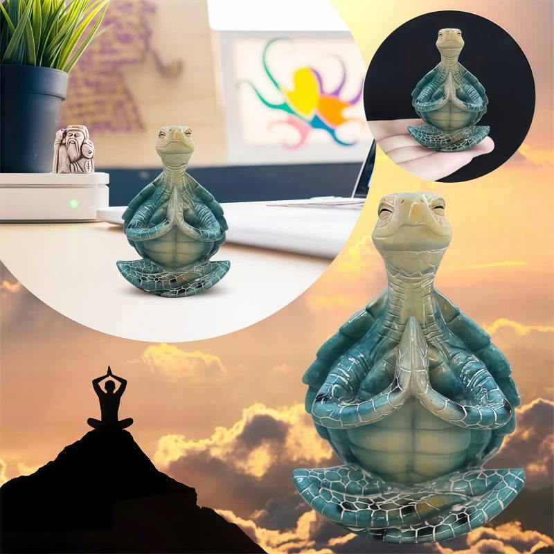 Estatua de Tortuga Meditativa de Resina Tibetana Tibetan Resin Meditating Turtle Statue