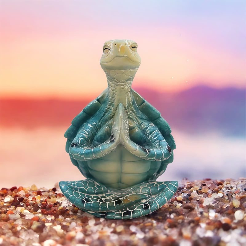 Estatua de Tortuga Meditativa de Resina Tibetana Tibetan Resin Meditating Turtle Statue