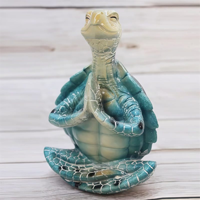 Estatua de Tortuga Meditativa de Resina Tibetana Tibetan Resin Meditating Turtle Statue