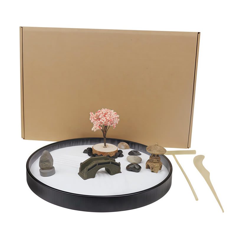 Decoración de Jardín Zen con Árbol y Puente Zen Garden Tree and Bridge Decoration
