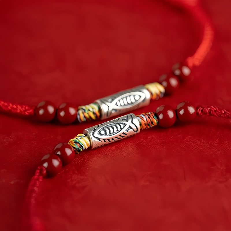 أسورة سمكة الكوي من الفضة عيار 925 لتحقيق الثراء 925 Silver Koi Fish Wealth Anklet