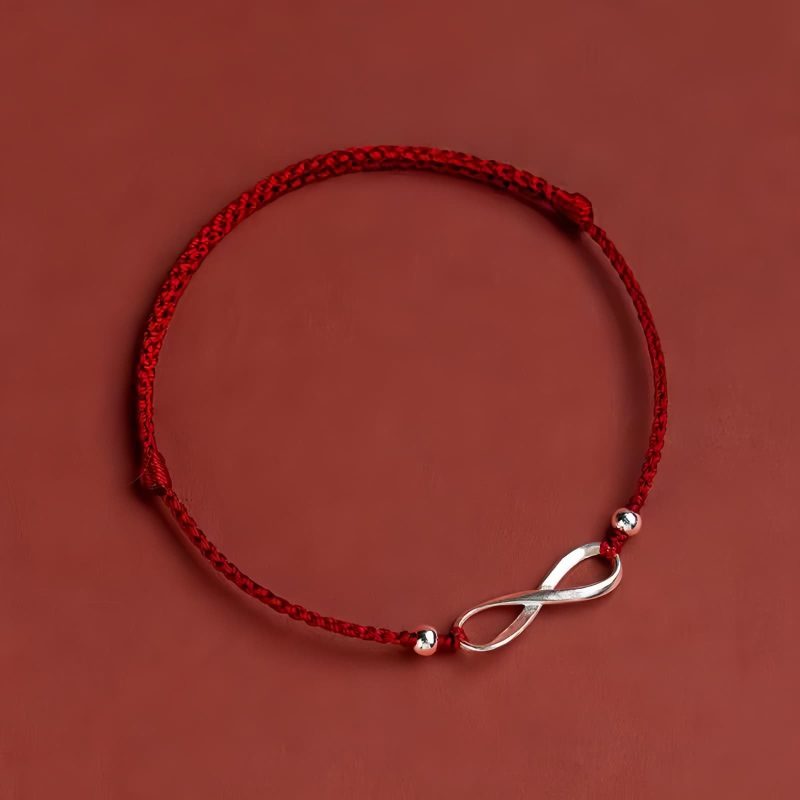 سوار يد من الفضة عيار 925 على شكل عقدة لا نهائية لجلب الحظ 925 Silver Endless Knot Luck Bracelet
