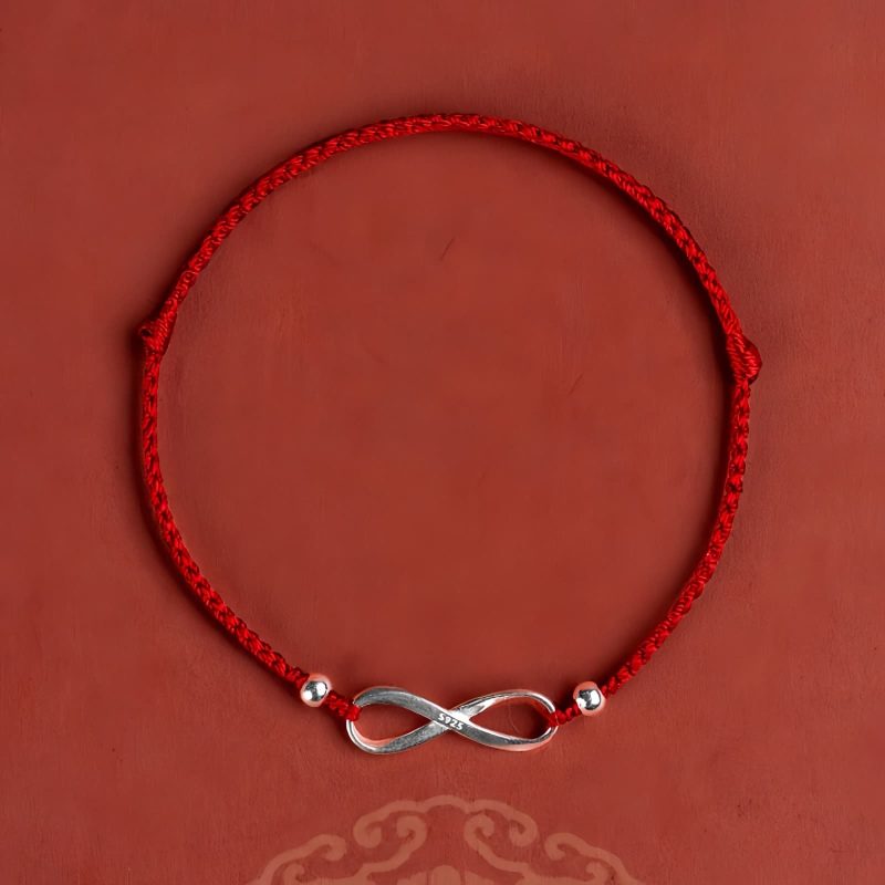 سوار يد من الفضة عيار 925 على شكل عقدة لا نهائية لجلب الحظ 925 Silver Endless Knot Luck Bracelet